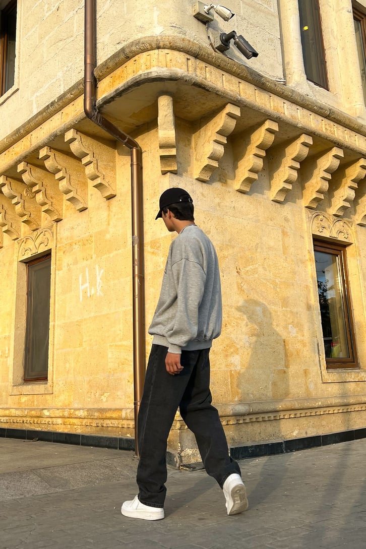 Westfort Baskılı Gri Oversize Sweatshirt