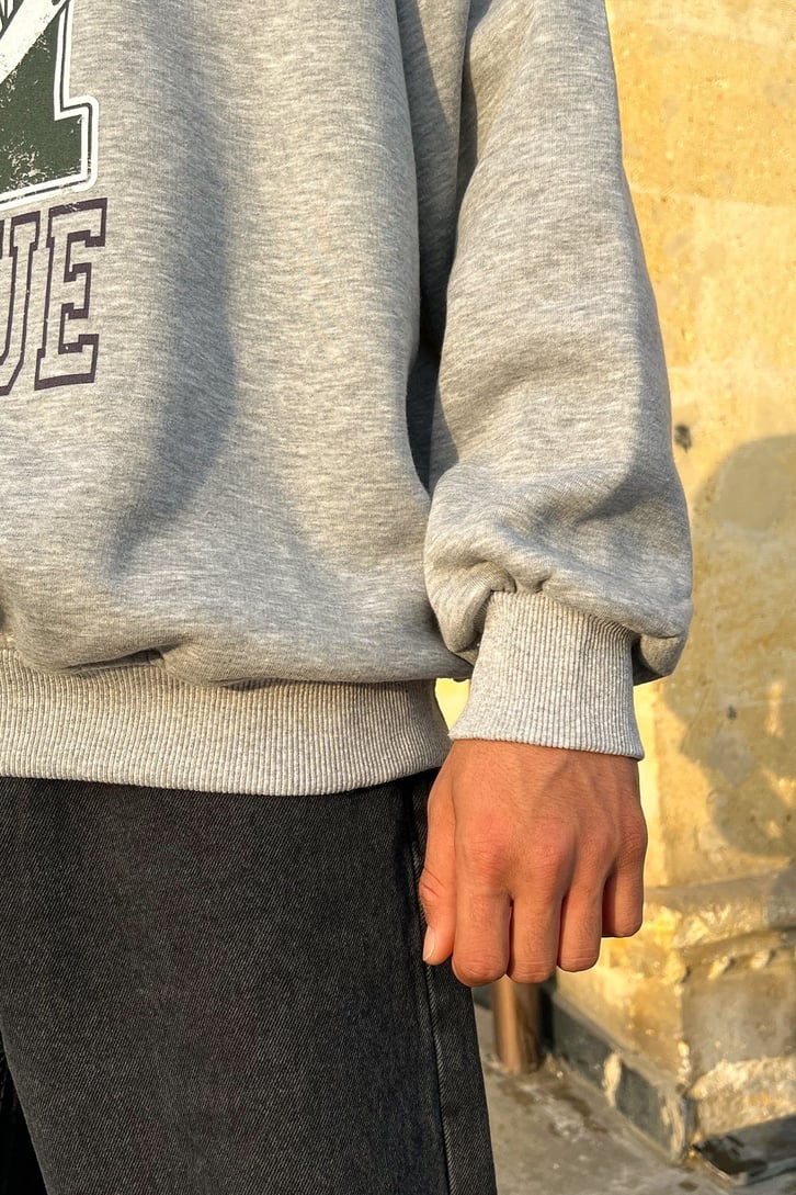 Westfort Baskılı Gri Oversize Sweatshirt