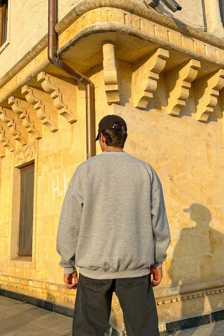 Westfort Baskılı Gri Oversize Sweatshirt
