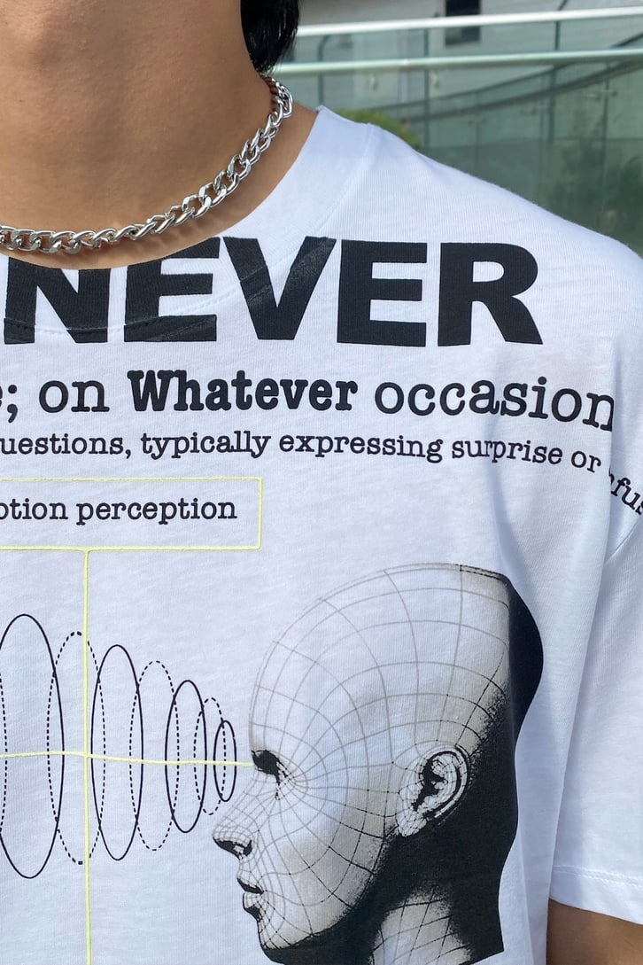 Whenever Connecting Baskılı Beyaz Oversize Tshirt