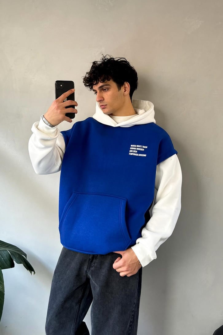 White Trash Baskılı Oversize Hoodie