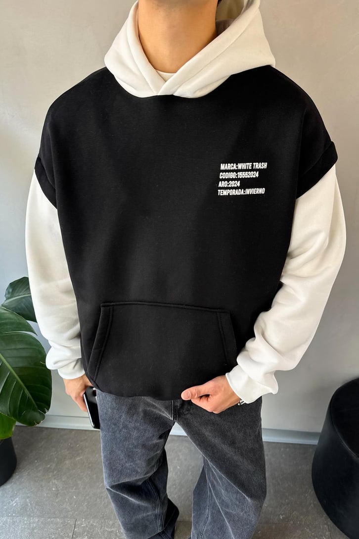 White Trash Baskılı Oversize Hoodie