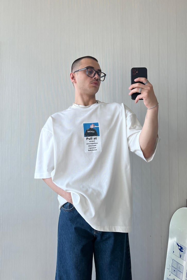 Wicked Baskılı Oversize Tişört
