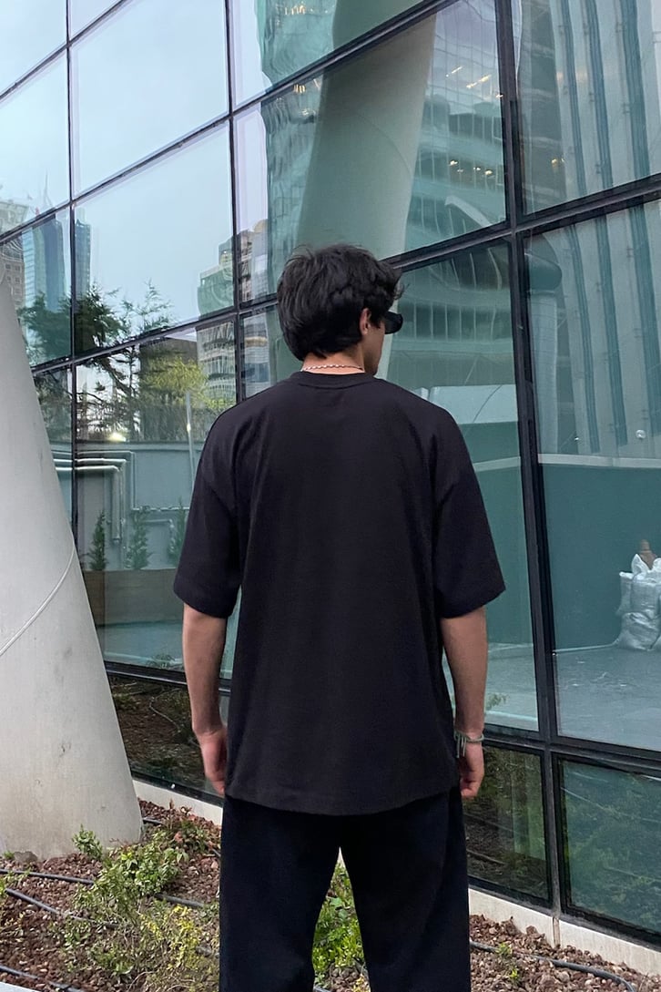 Wild Snoop Dogg Baskılı Siyah Oversize Tshirt