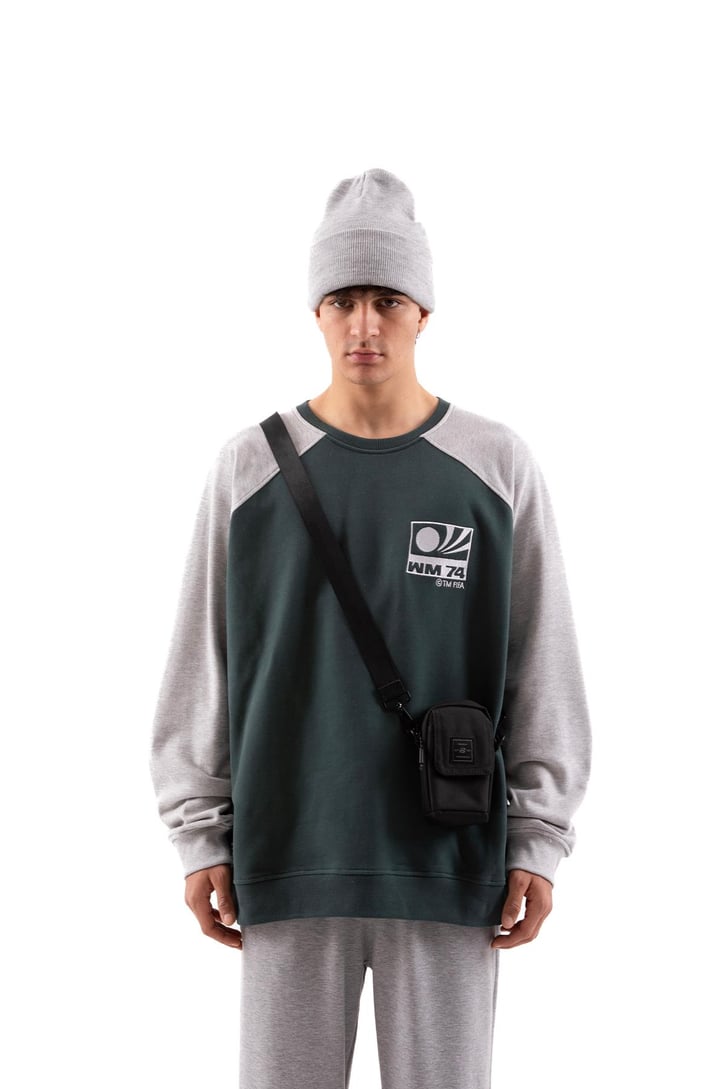 WM74 Nakışlı Yeşil Oversize Sweatshirt