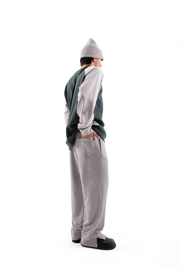 WM74 Nakışlı Yeşil Oversize Sweatshirt