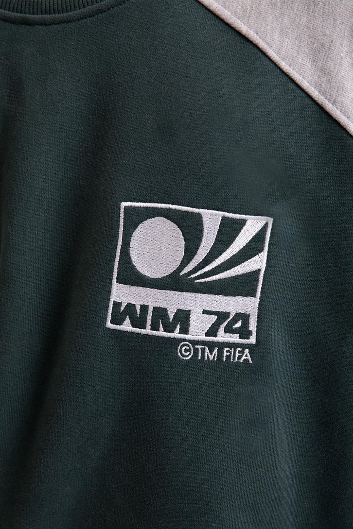 WM74 Nakışlı Yeşil Oversize Sweatshirt