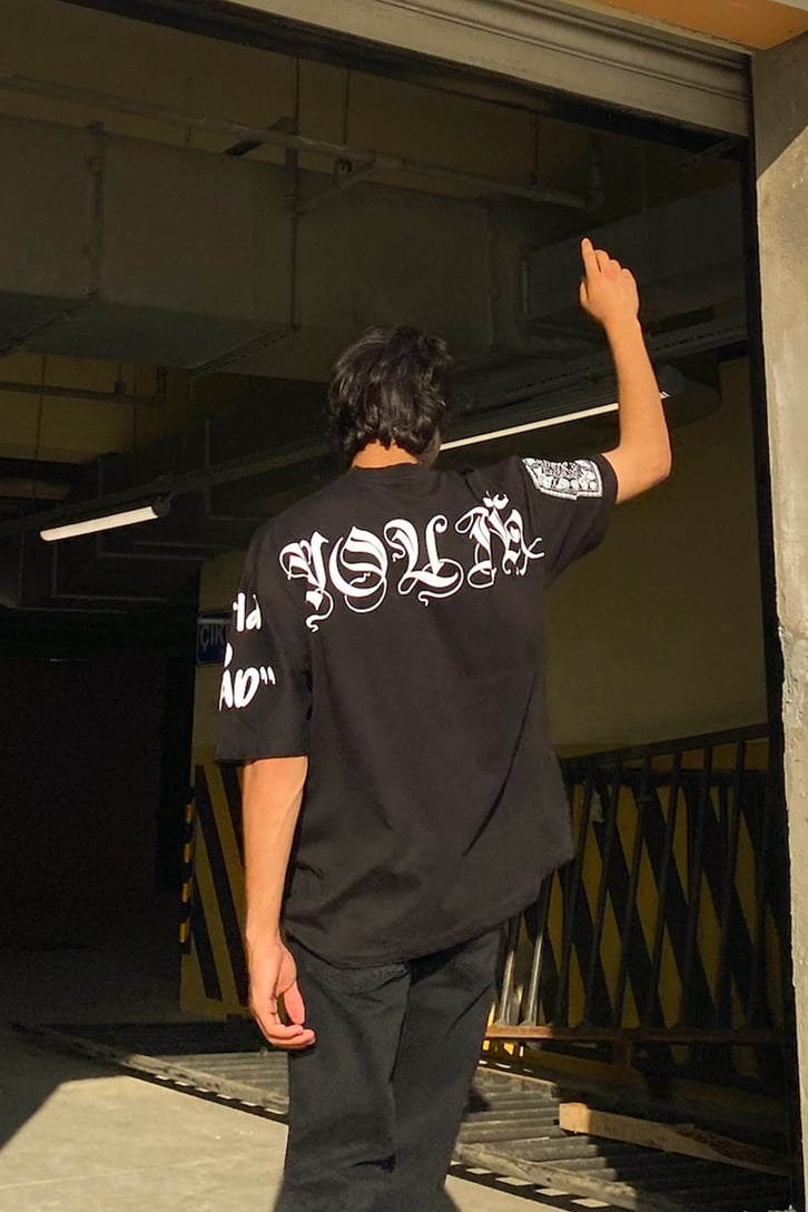 World Go Mad Baskılı Siyah Oversize Tshirt