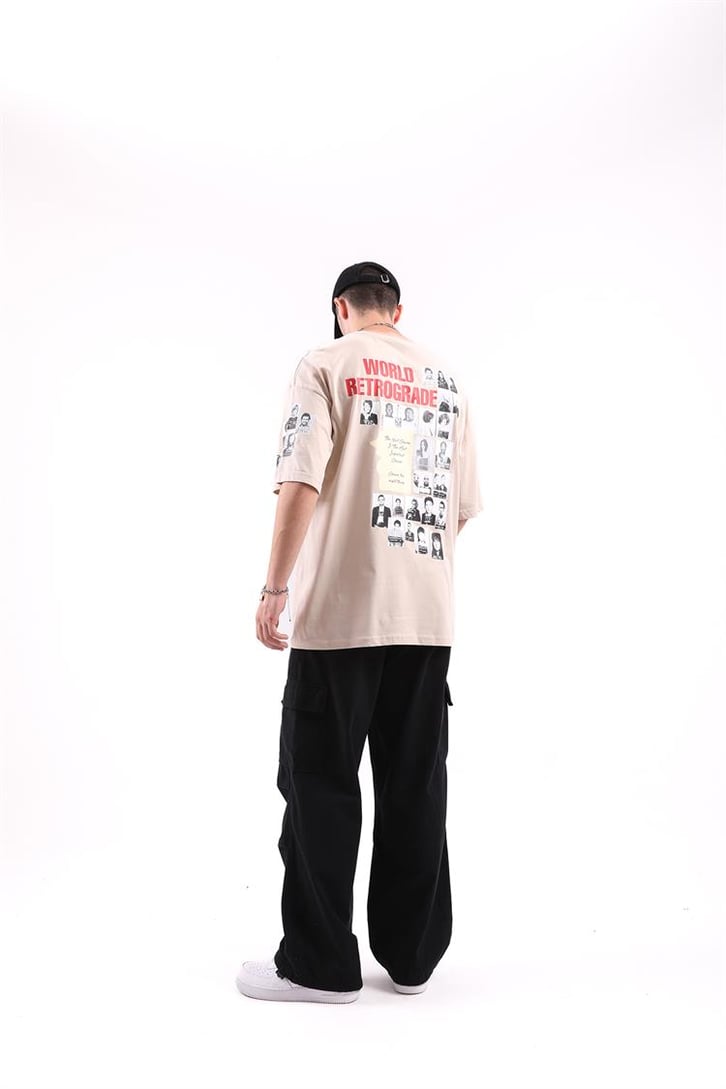 World Retrograde Baskılı Oversize Tshirt