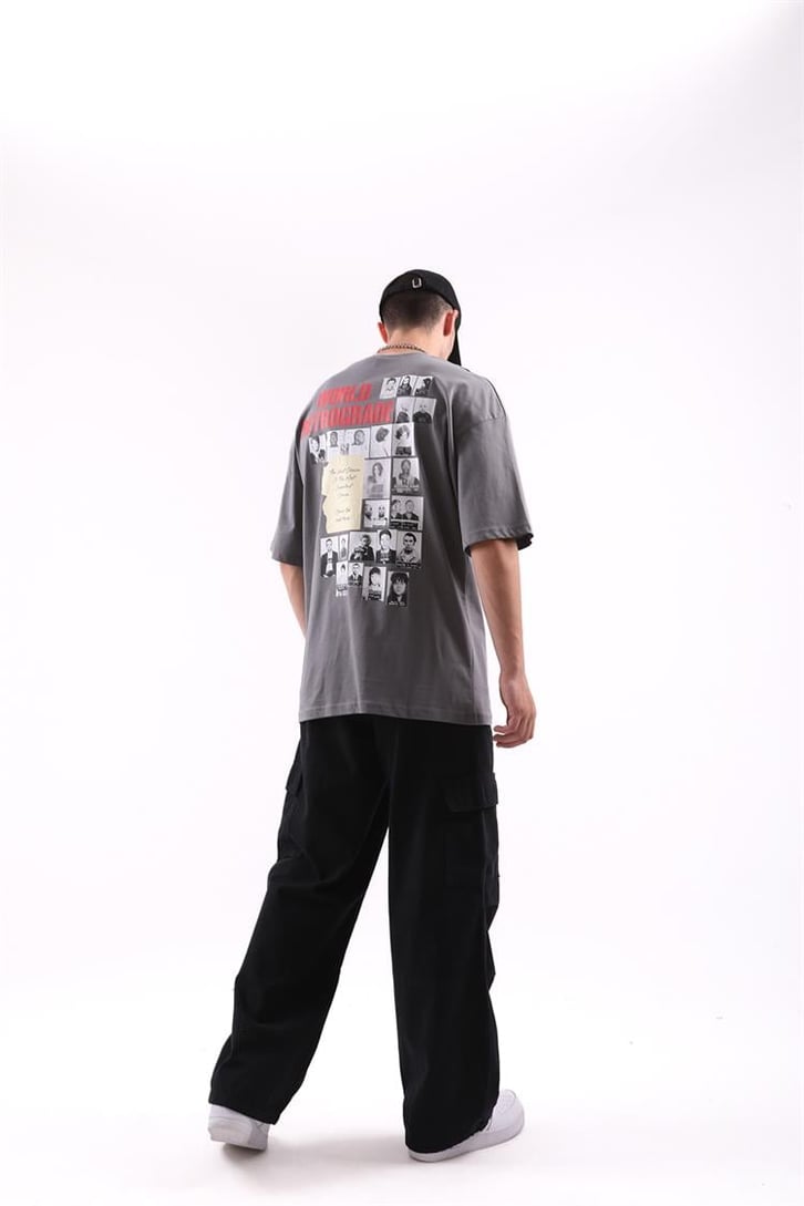 World Retrograde Baskılı Oversize Tshirt