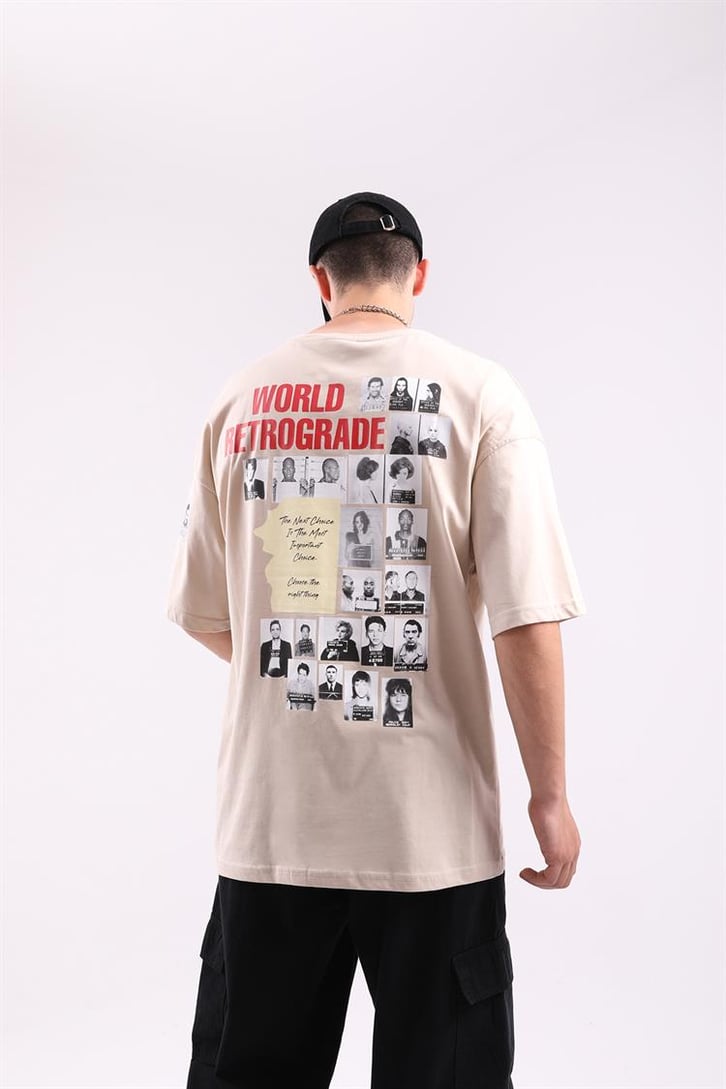 World Retrograde Baskılı Oversize Tshirt