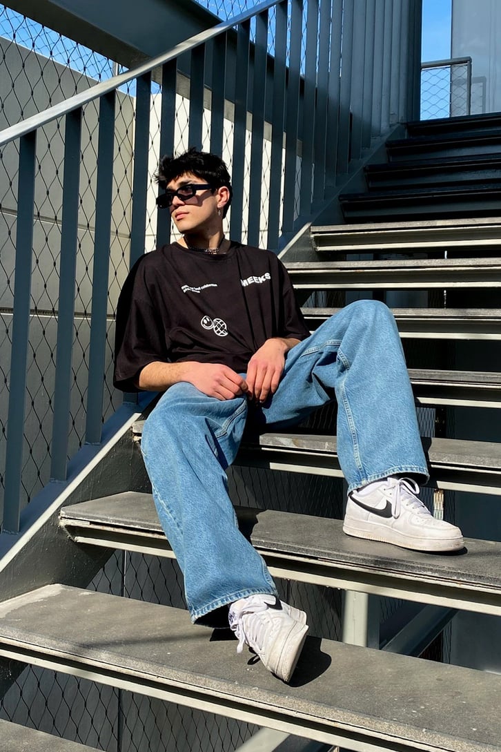 World Smile Front Printed Oversize Tshirt