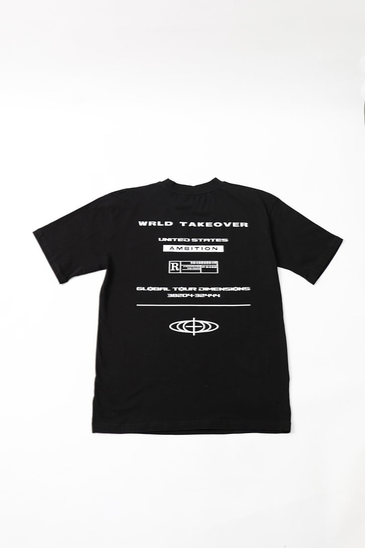 World Take Baskılı Siyah Oversize Tshirt