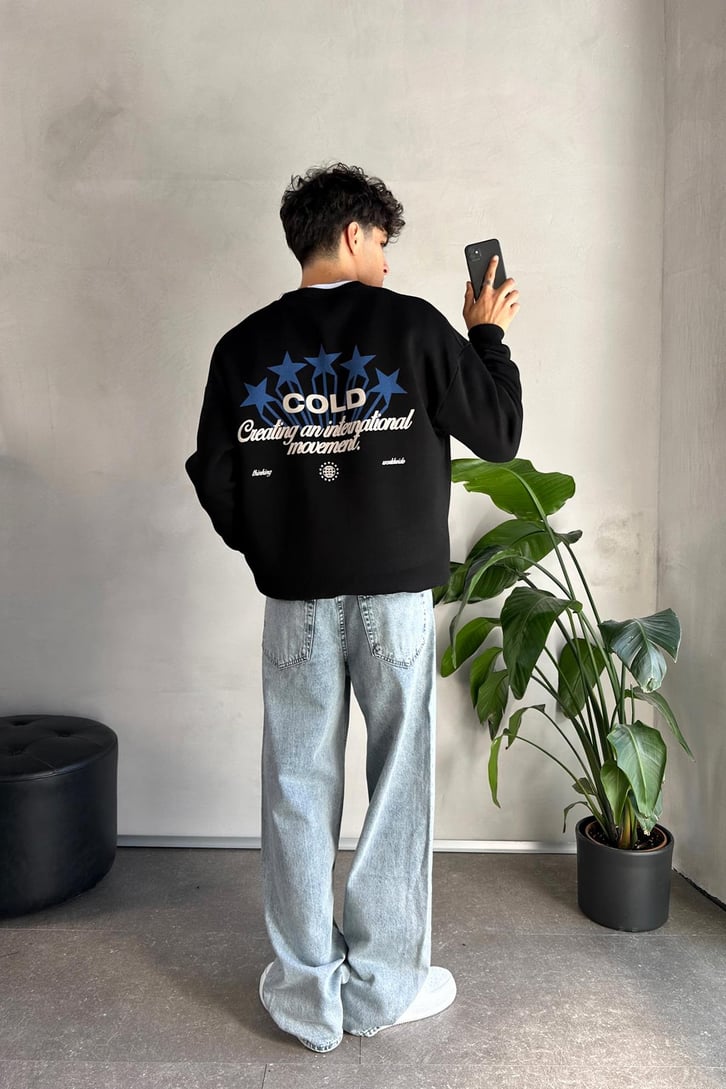 World Wide Sırt Detaylı Bisiklet Yaka Sweatshirt