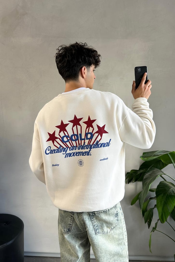 World Wide Sırt Detaylı Bisiklet Yaka Sweatshirt