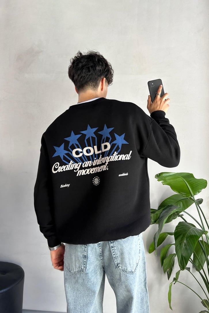 World Wide Sırt Detaylı Bisiklet Yaka Sweatshirt