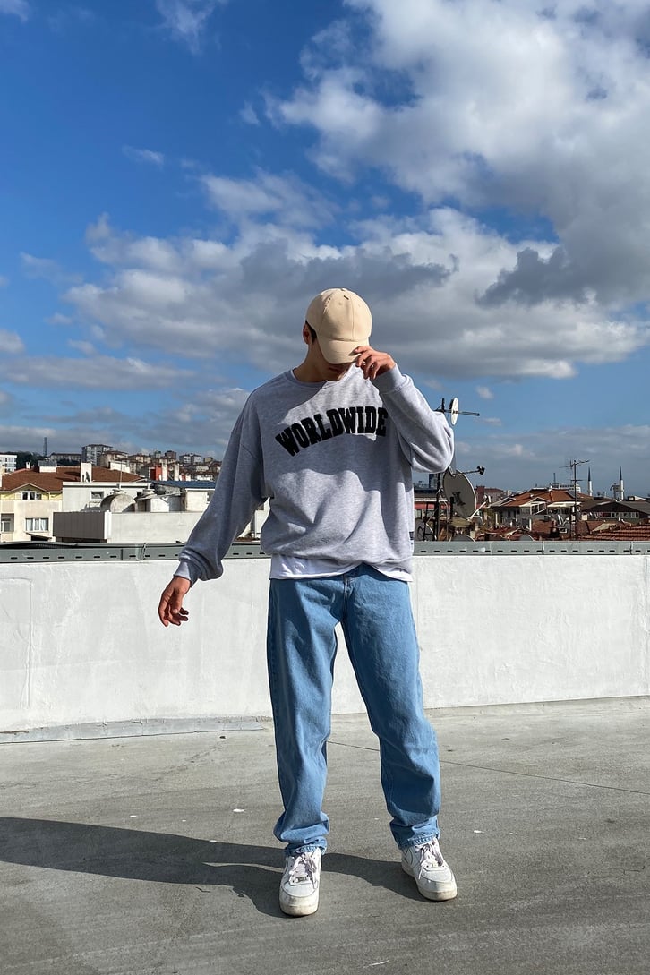 WORLD WIDE YAZI BASKILI OVERSIZE SWEATSHIRT