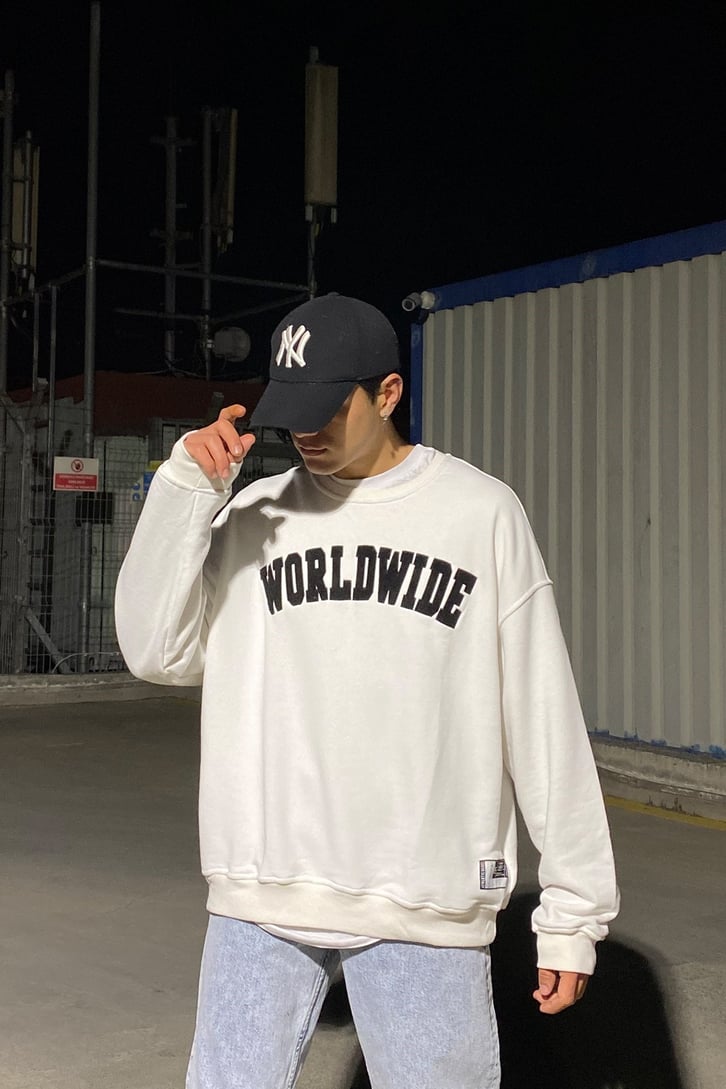 WORLD WIDE YAZI BASKILI OVERSIZE SWEATSHIRT