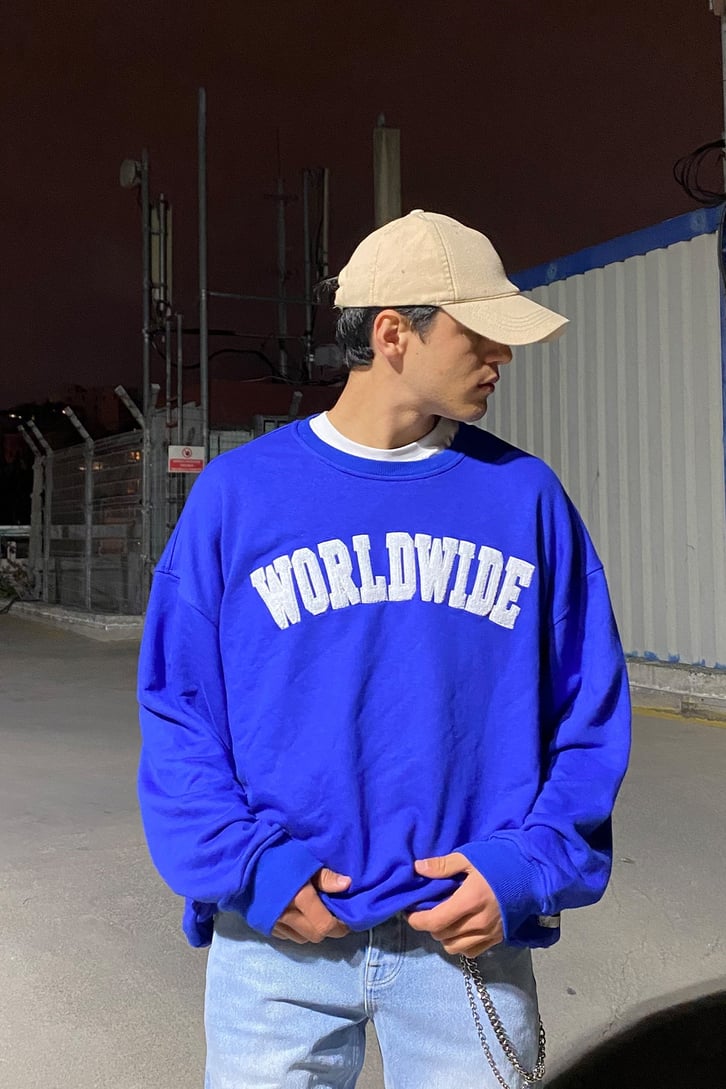 WORLD WIDE YAZI BASKILI OVERSIZE SWEATSHIRT