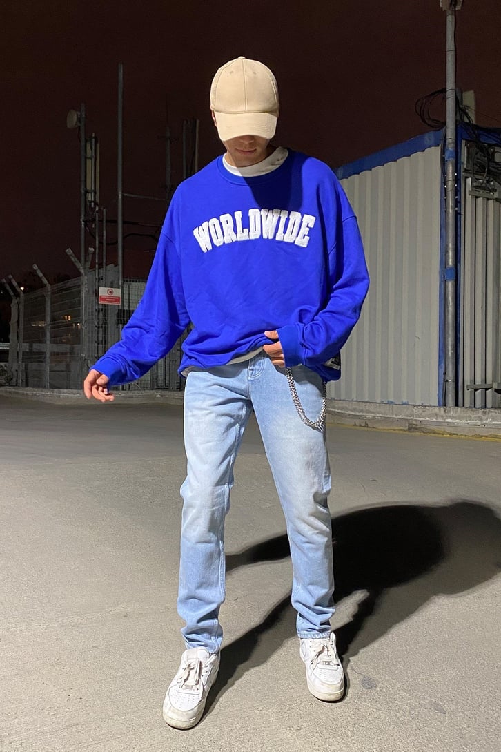 WORLD WIDE YAZI BASKILI OVERSIZE SWEATSHIRT