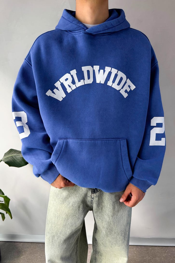 Worldwide Baskılı Oversize Hoodie