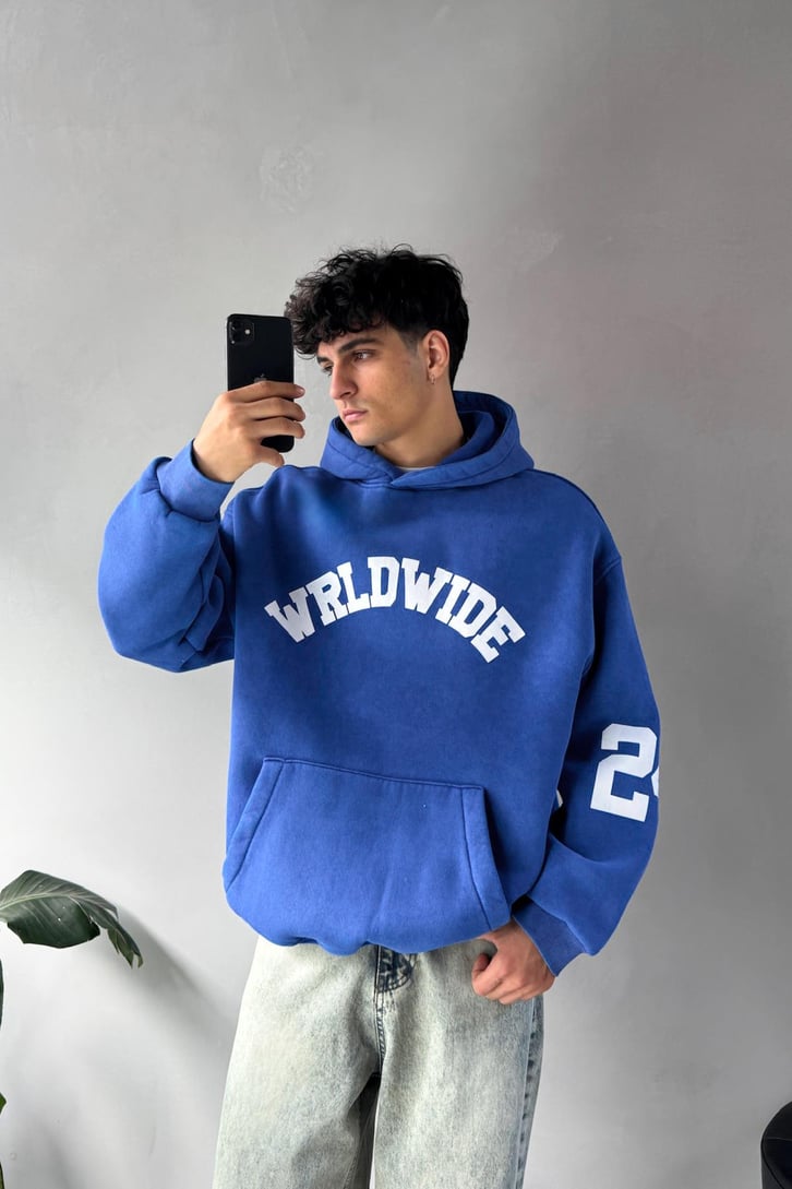 Worldwide Baskılı Oversize Hoodie