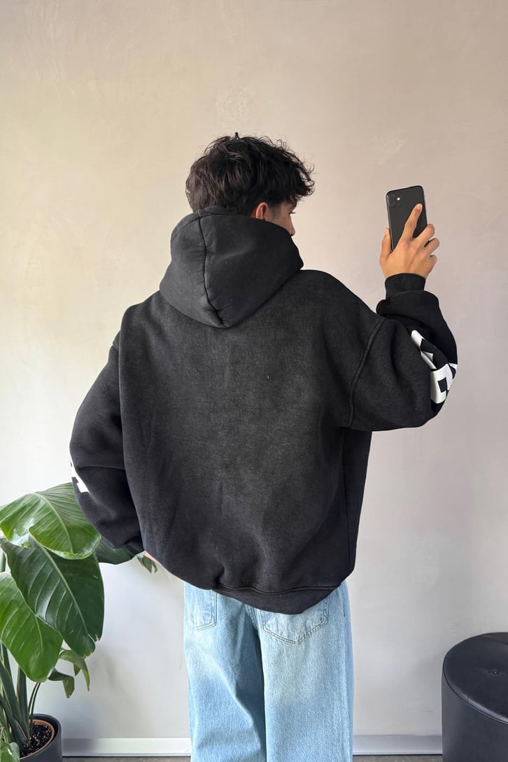 Worldwide Baskılı Oversize Hoodie