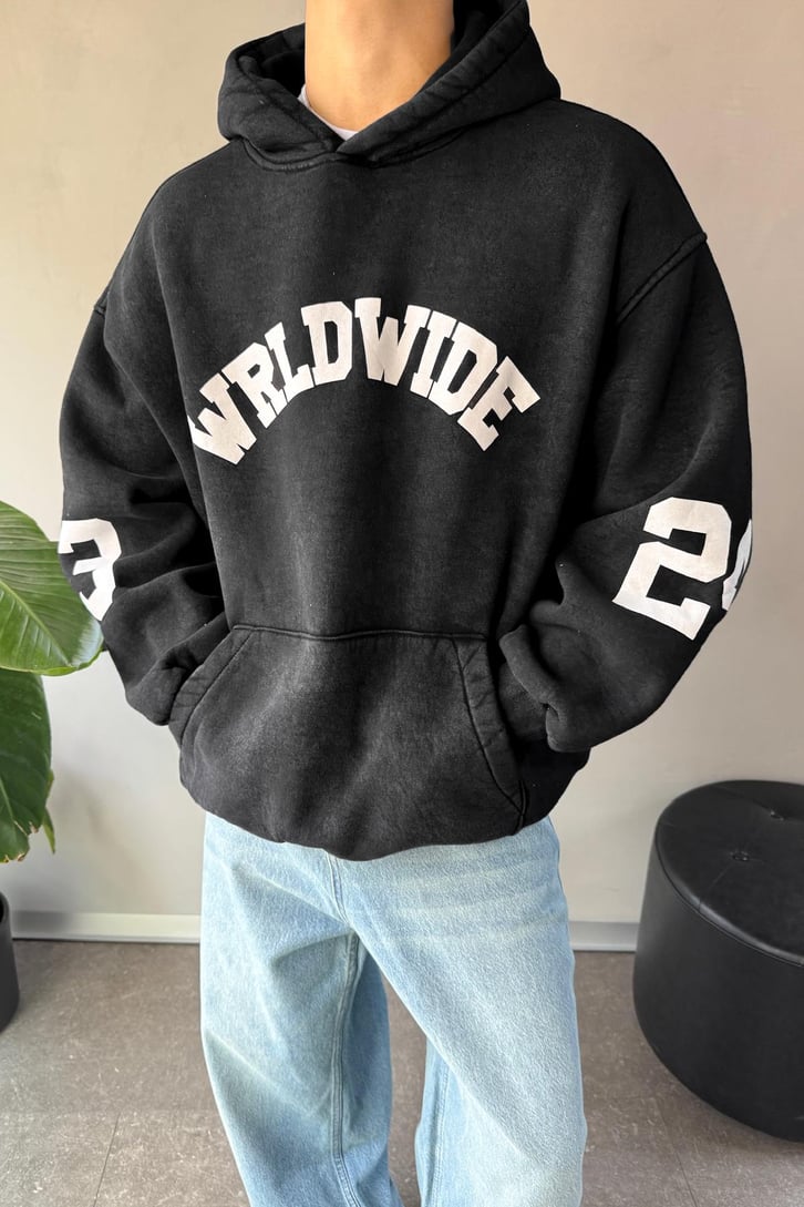 Worldwide Baskılı Oversize Hoodie