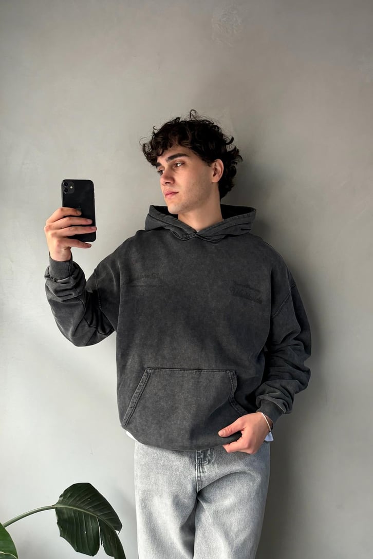 Worldwide Baskılı Oversize Hoodie