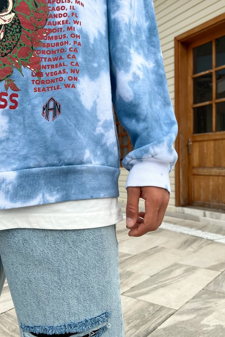Worldwide Skull Baskılı Batik Desen Oversize Sweatshirt