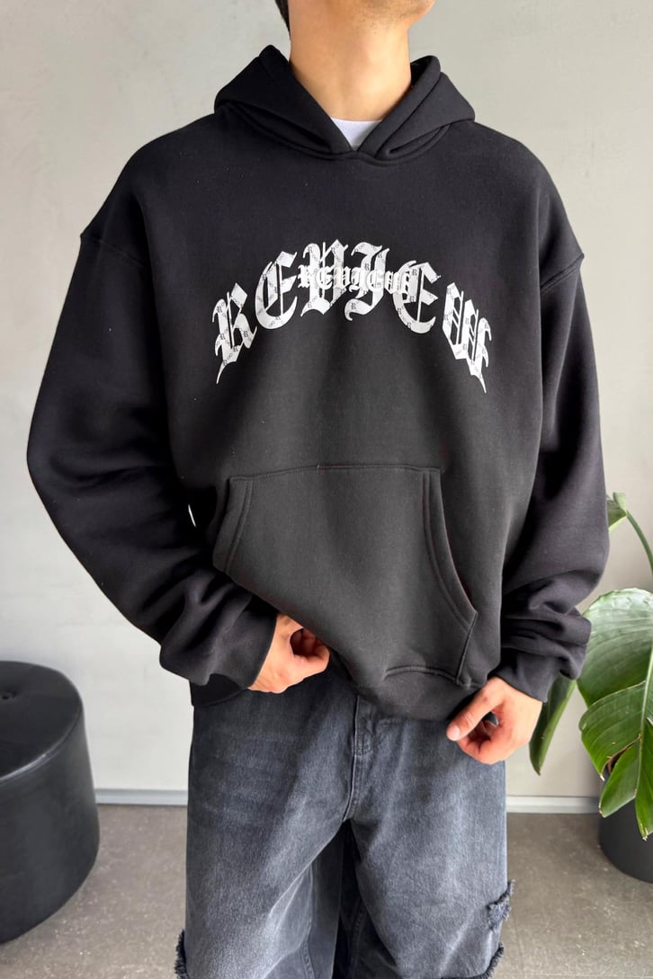 Writing Baskılı Oversize Hoodie