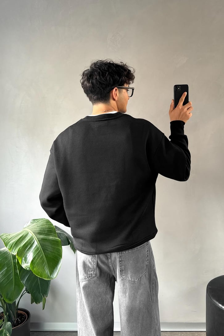 Writing Nakışlı Bisiklet Yaka Sweatshirt