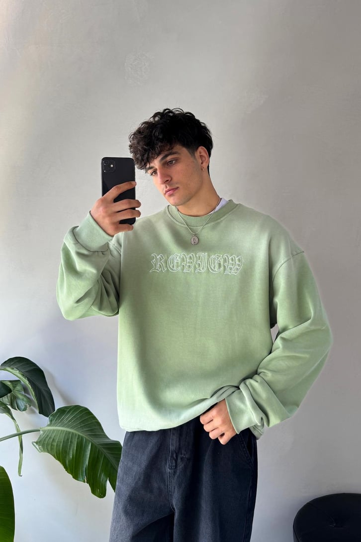 Writing Nakışlı Oversize Bisiklet Yaka Sweatshirt