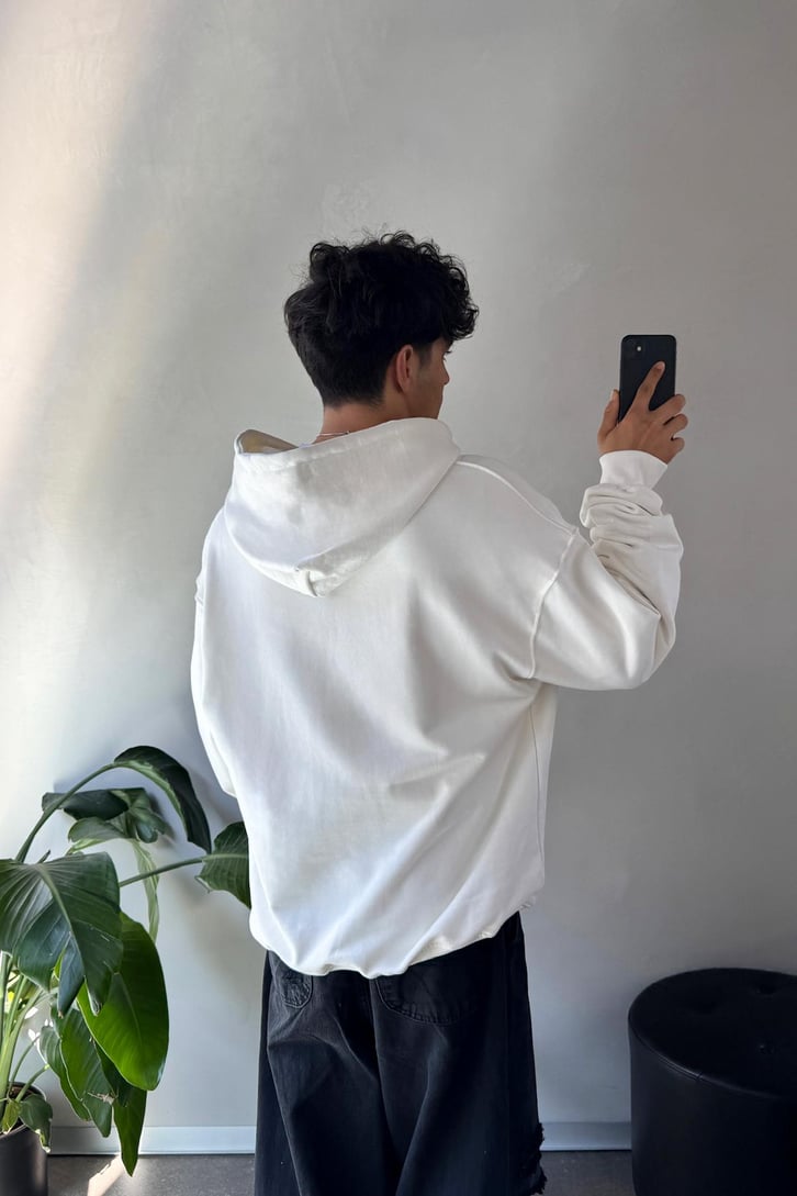 Writing Nakışlı Oversize Hoodie