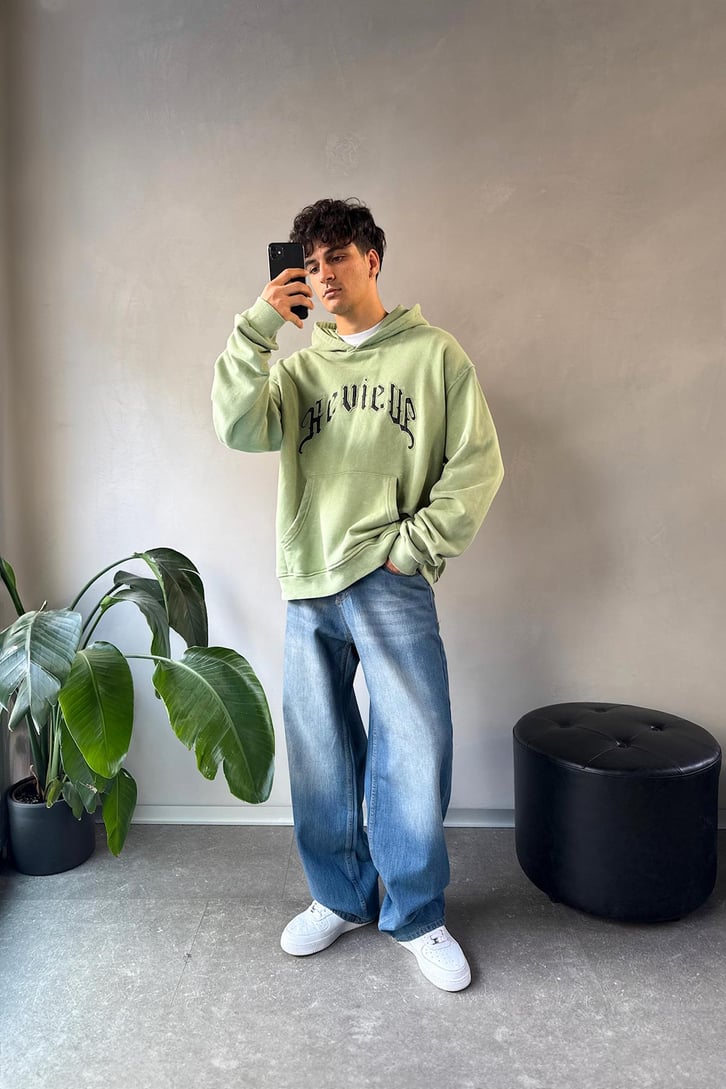 Writing Nakışlı Oversize Hoodie