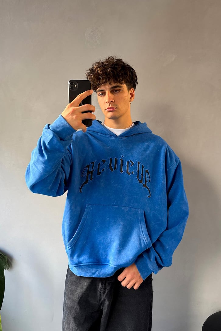 Writing Nakışlı Oversize Hoodie