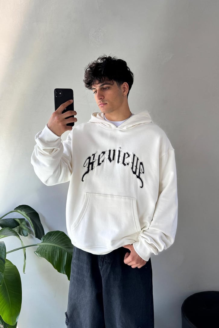 Writing Nakışlı Oversize Hoodie