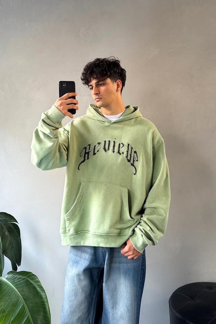 Writing Nakışlı Oversize Hoodie