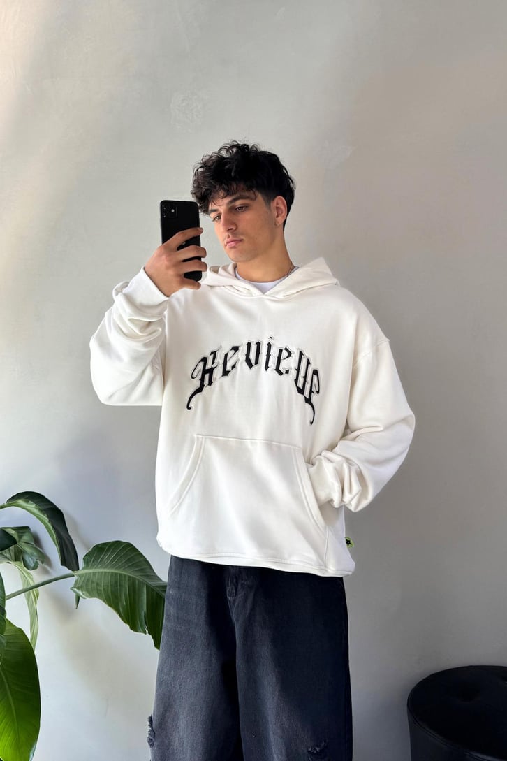 Writing Nakışlı Oversize Hoodie