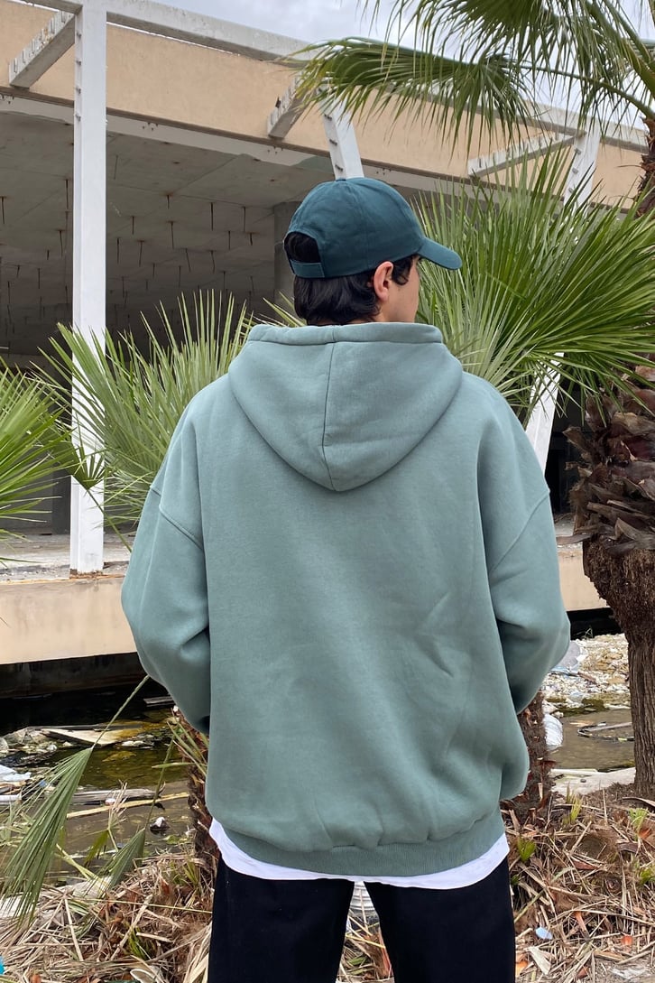 Wrst Bhvr Oversize Printed Khaki Hoodie