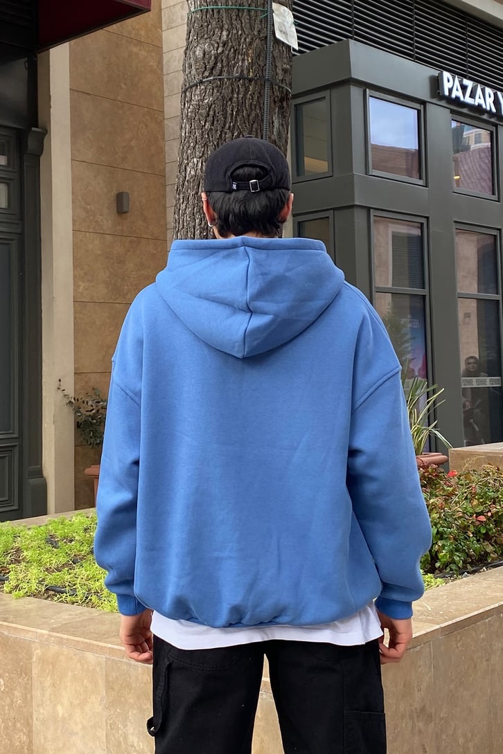 Wrst Bhvr Sky Blue Oversize Premium Hoodie