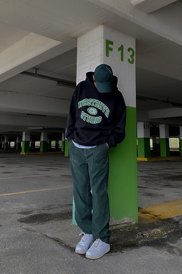 WRST Studio Oversize Printed Siyah Hoodie