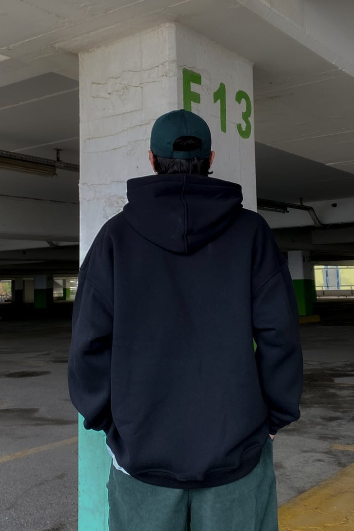 WRST Studio Oversize Printed Siyah Hoodie