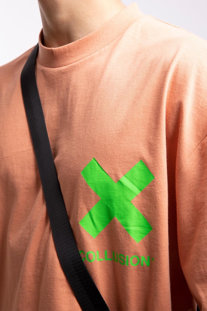 X Coll Baskılı Turuncu Oversize Tshirt