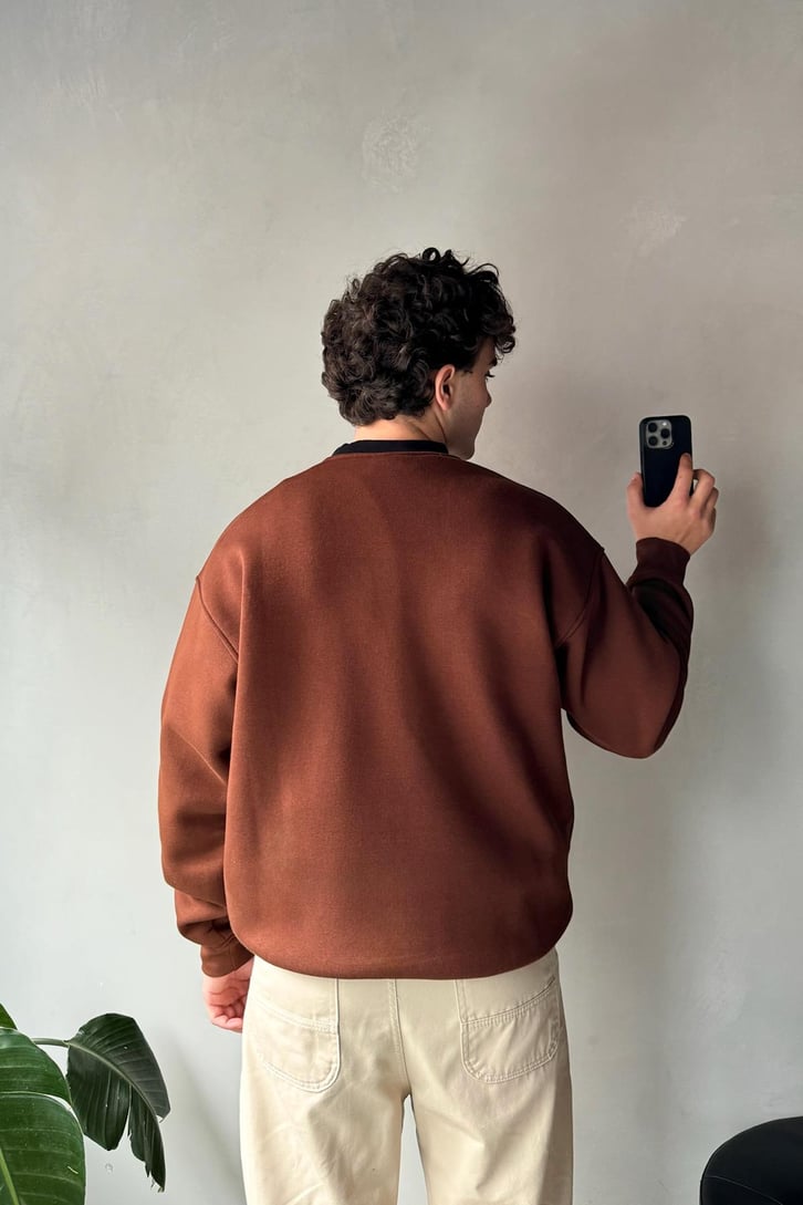 Yaka Garnili Lawn Hoopers Nakışlı Sweatshirt
