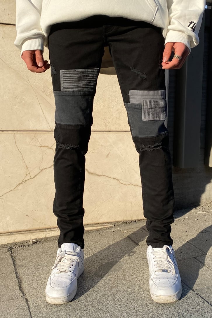 Yama Detay Siyah Skinny Fit Jean