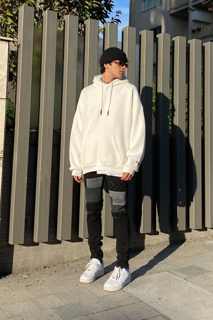 Yama Detay Siyah Skinny Fit Jean