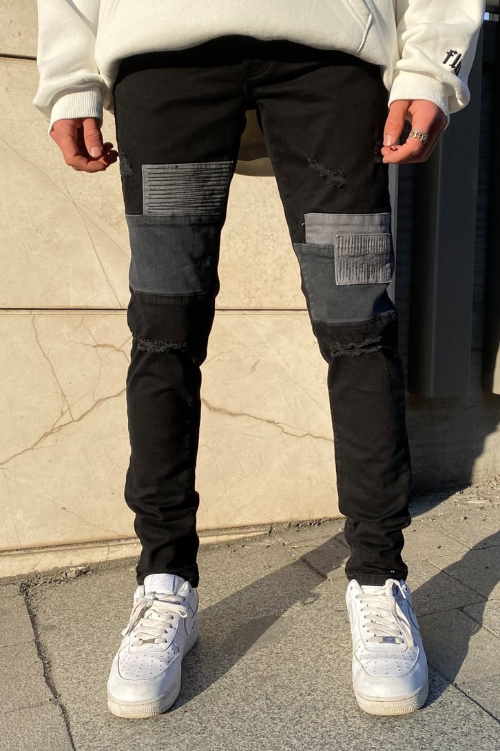 Yama Detay Siyah Skinny Fit Jean