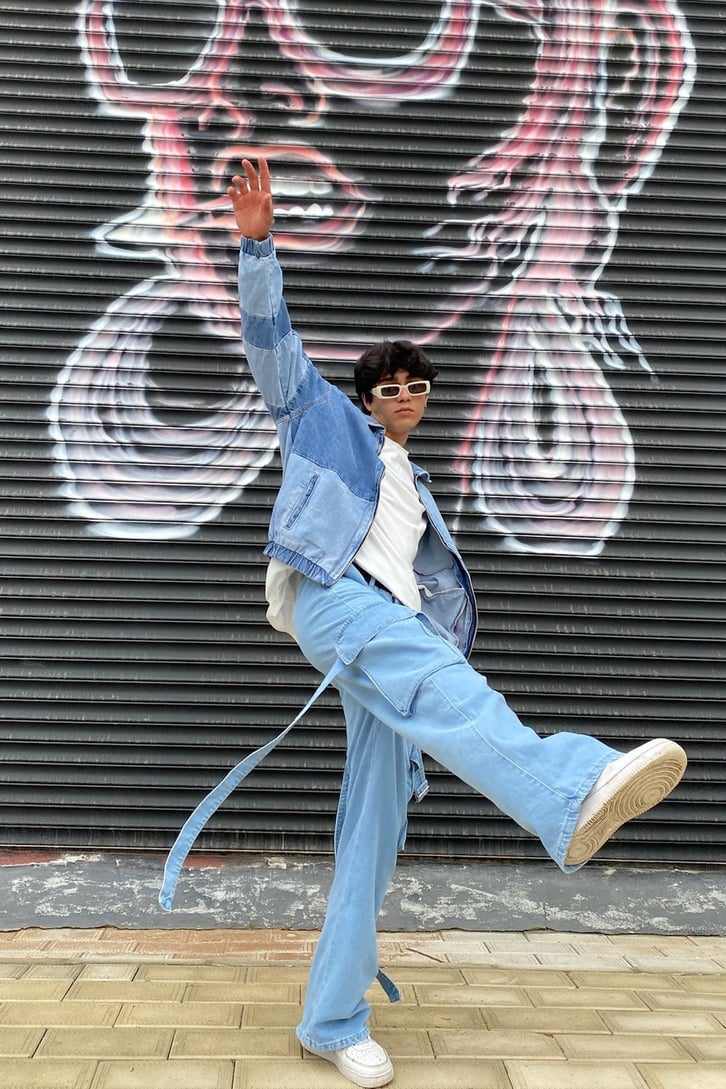 Yamalı Oversize Bomber Kot Ceket