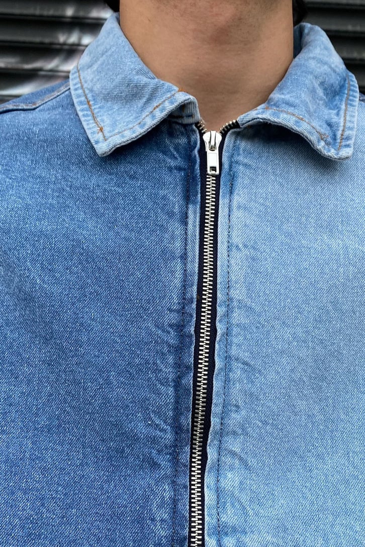Yamalı Oversize Bomber Kot Ceket